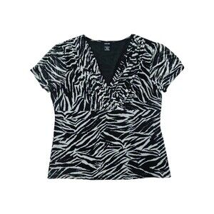 Y2K Zebra Mesh Babydoll Top L Large Whimsigoth Goth Feminine Maximalist Vtg 90s